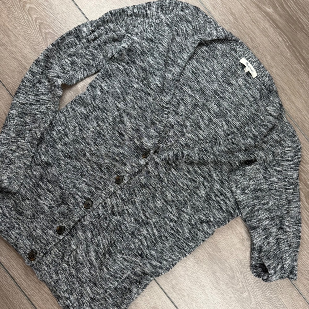 Madewell Women Cardigan Sweater Space Dye Knit Button Front Gray Small